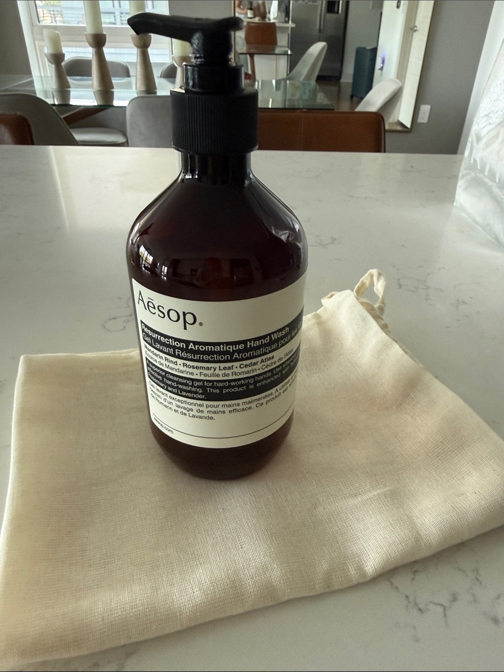 Aesop Resurrection Aromatique Hand Wash — Amber/Brown Bottle.  Empty bottle.